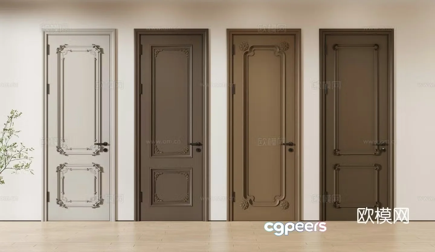 European single door door bedroom door wooden door solid wood door 3d model