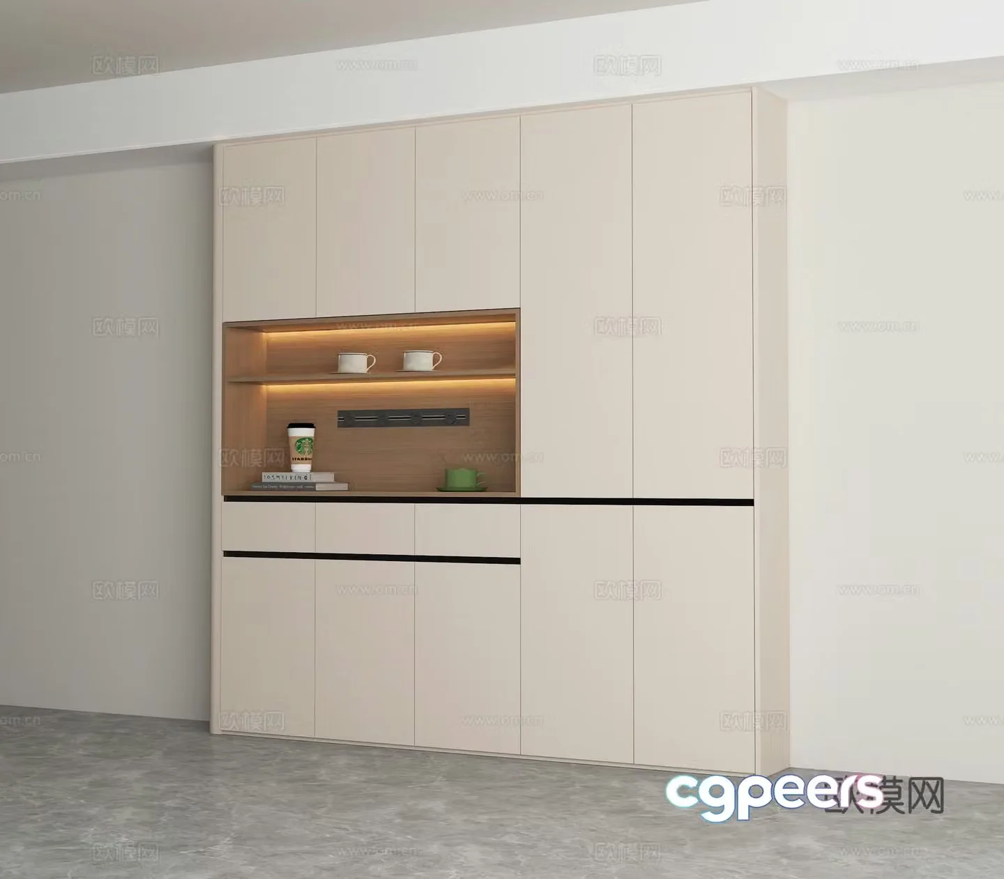 Modern creamy sideboard 3d model