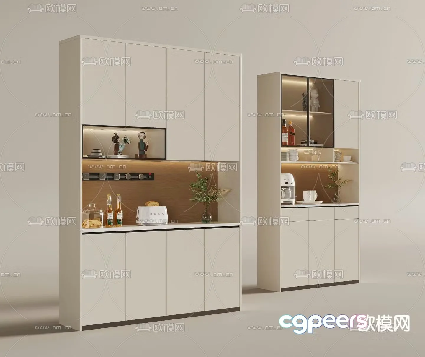 Modern wine cabinet sideboard 3D model