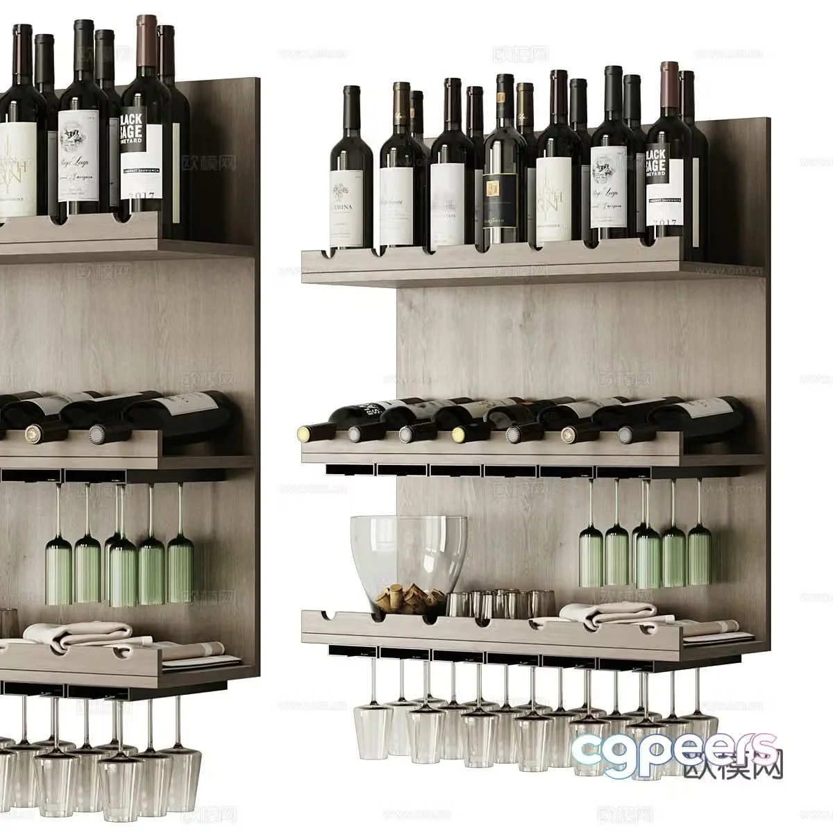 New Chinese wine rack wine cabinet red wine display cabinet 3D model