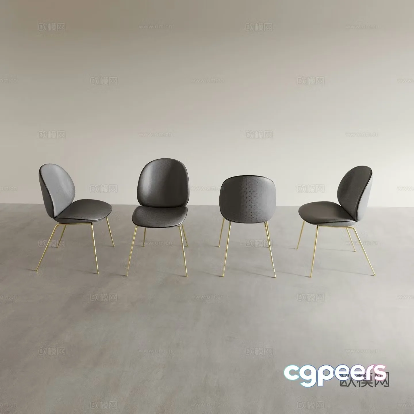 Modern single chair chair single chair dining chair 3d model