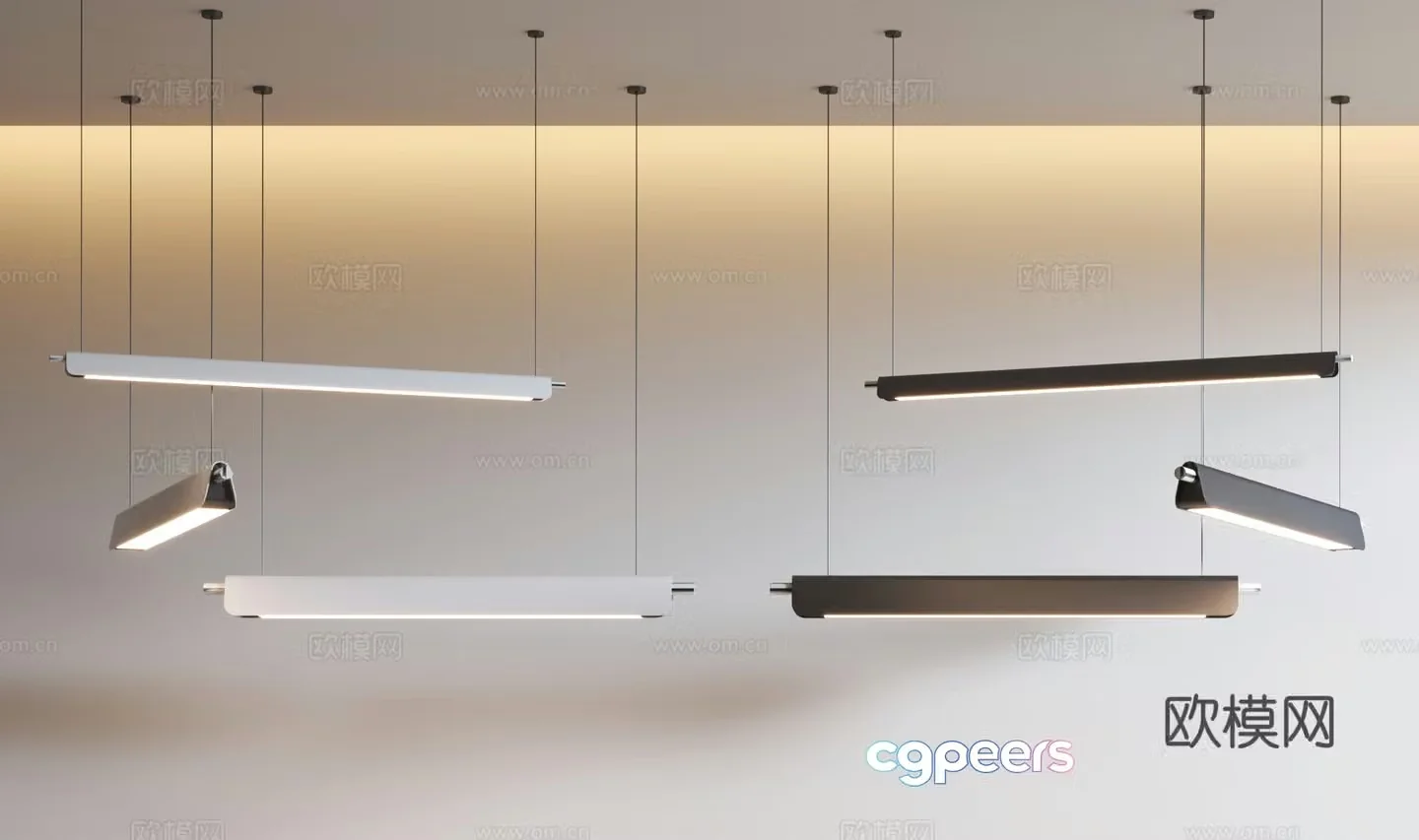 Office chandelier long chandelier 3d model