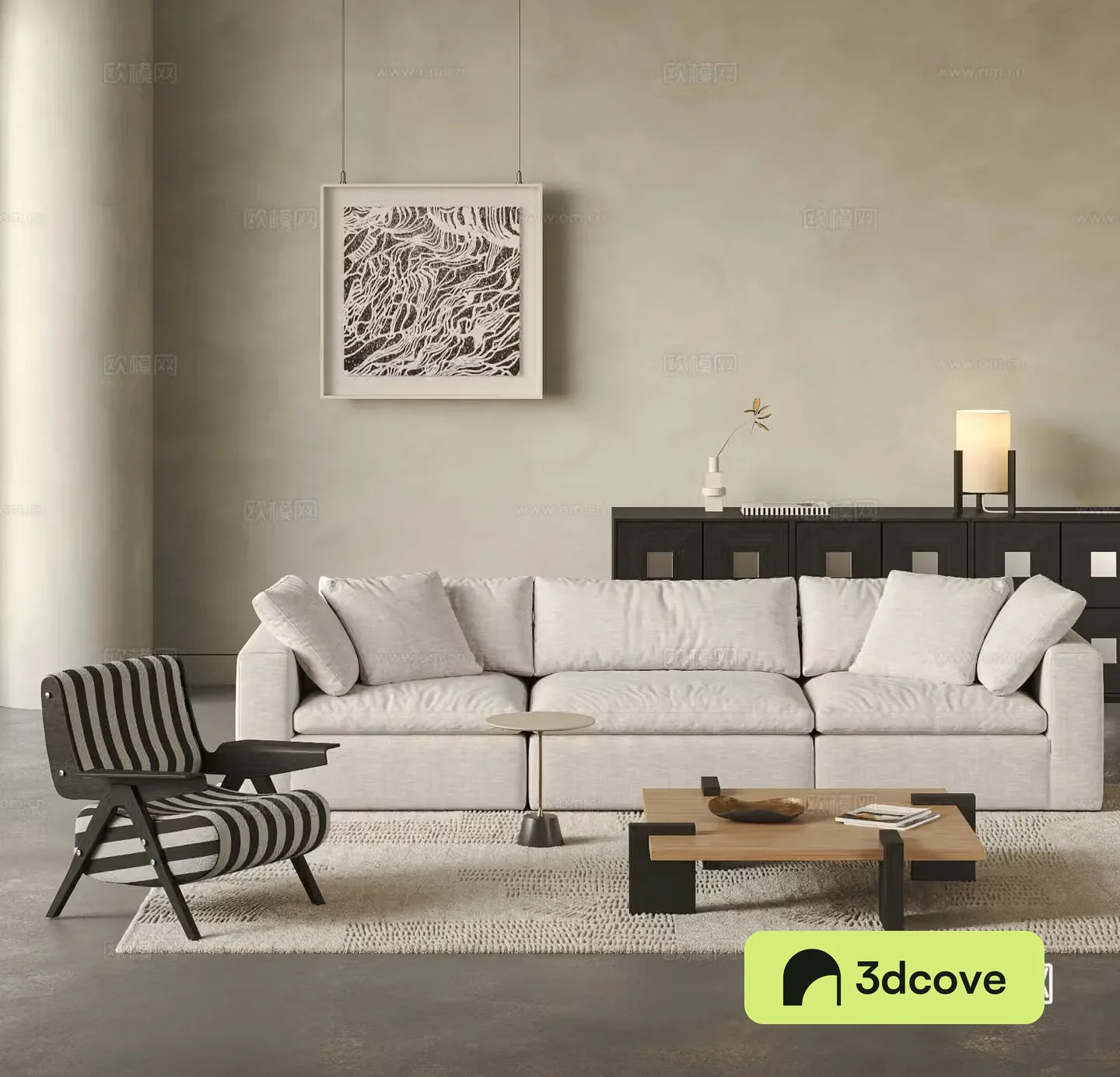 Norhor Nordic sofa coffee table combination Wasabi sofa Linen fabric sofa 3D model