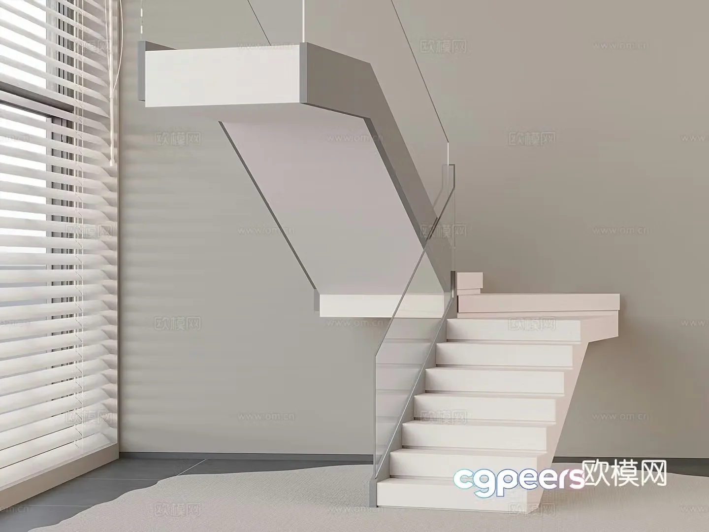 Modern glass staircase corner staircase escalator step 3d model
