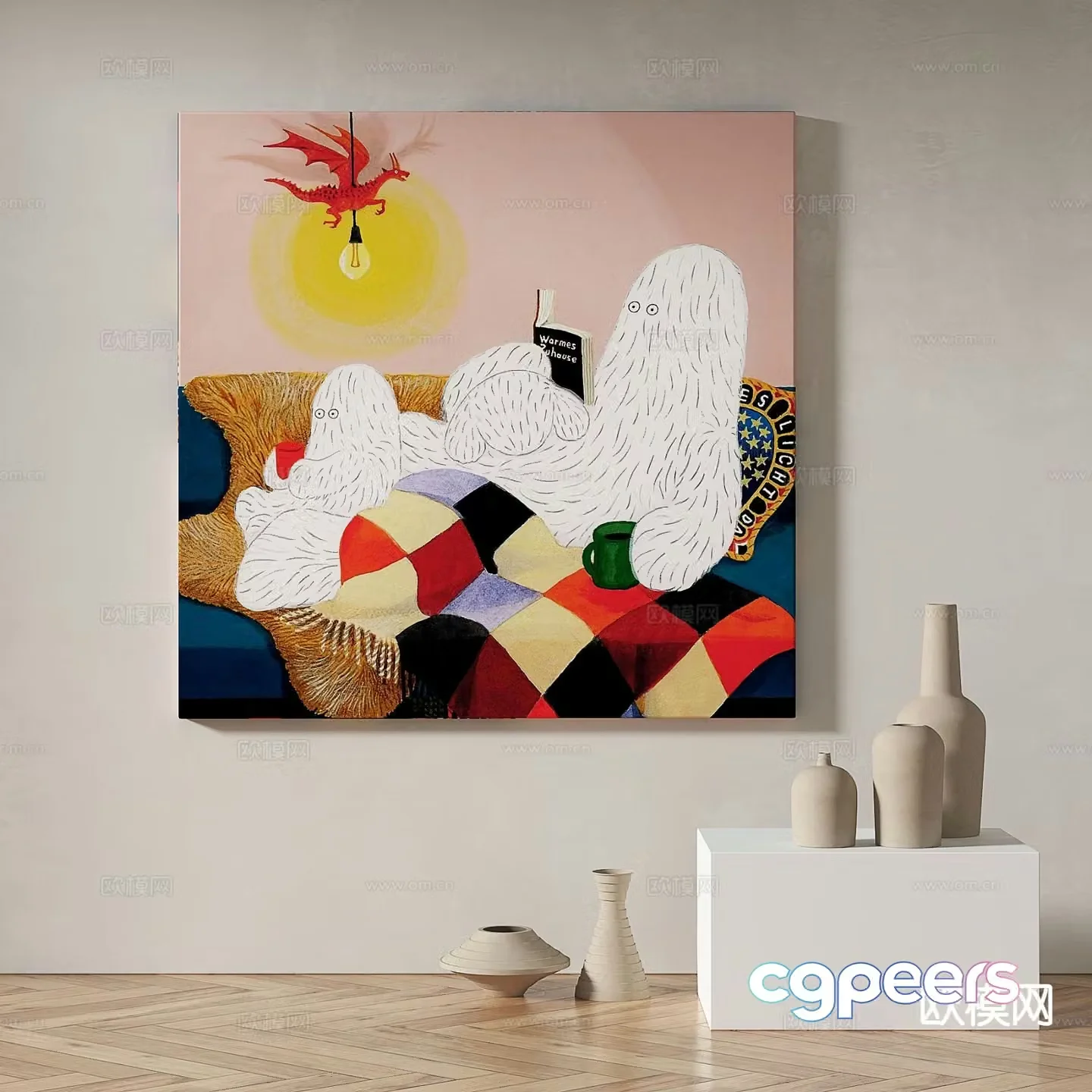 Modern art painting decorative painting 3d model