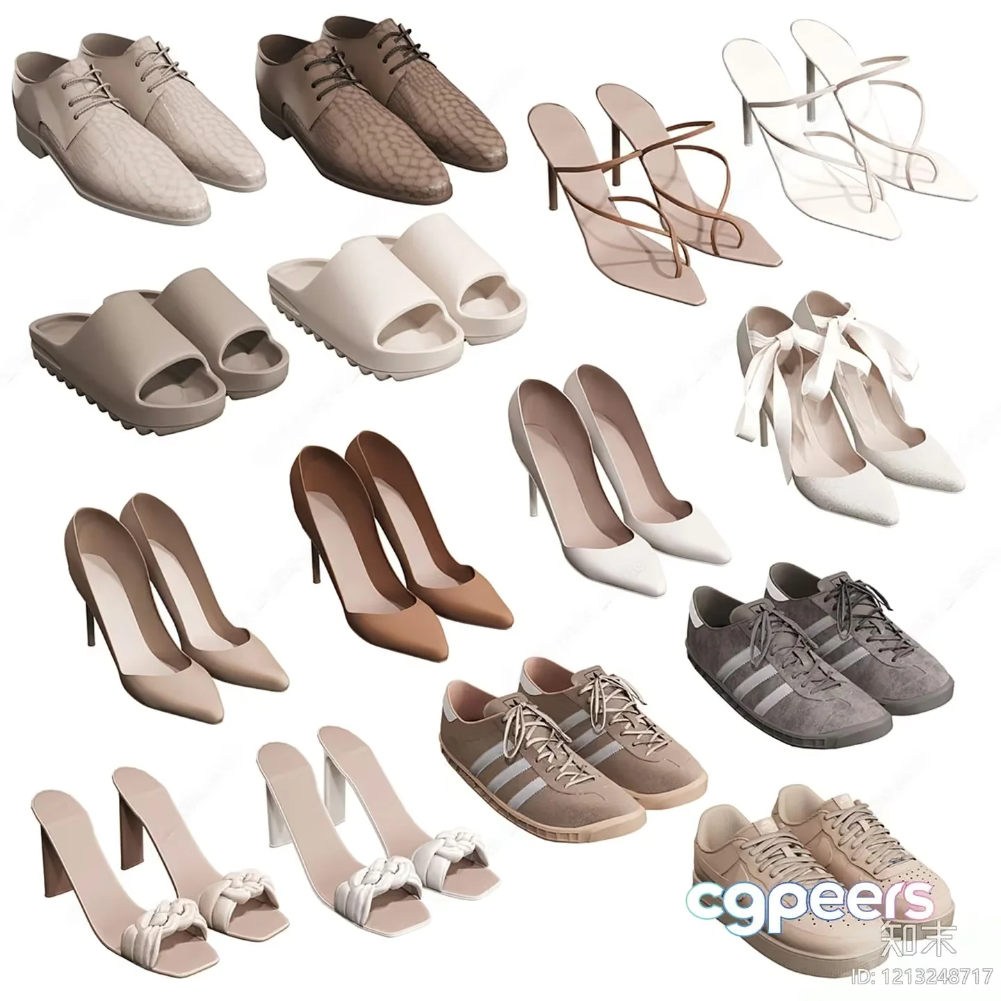 Various Shoes In Neutral Colors 3D Model – 20149 – VRAY Render