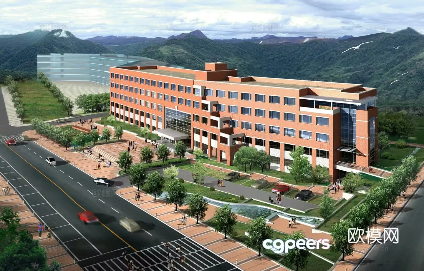 Multi -layer public building office building 3D model
