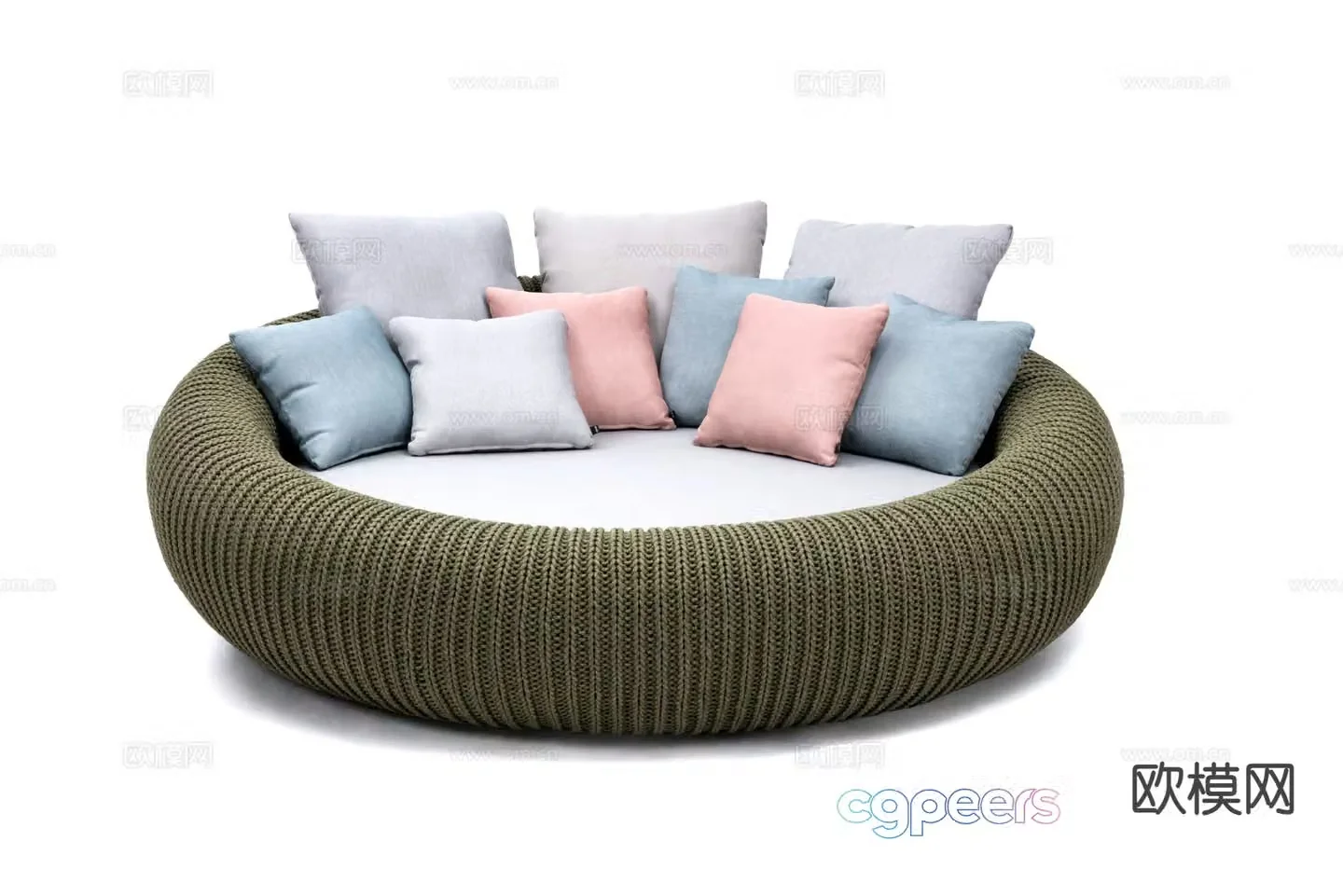 Modern round bed outdoor bed woven bed 3d model