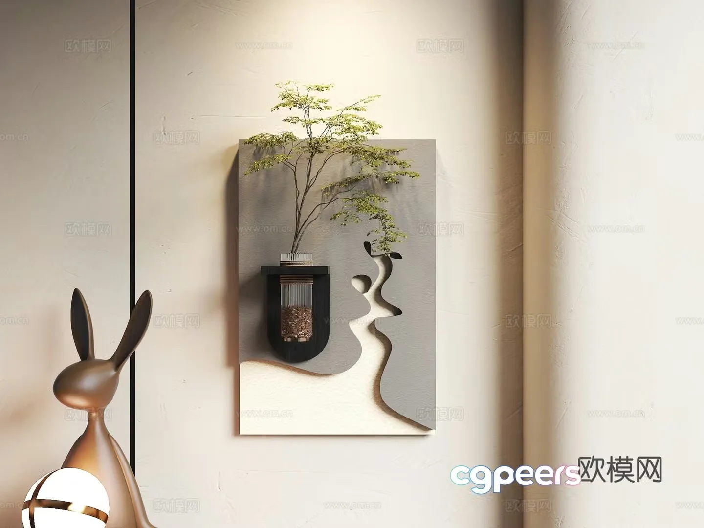 Wasabi modern pendant Wasabi wall decoration three-dimensional decorative painting cream style three-dimensional wall decoration simple 3D model