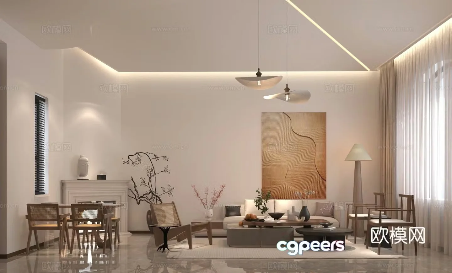 Modern guest restaurant 3d model