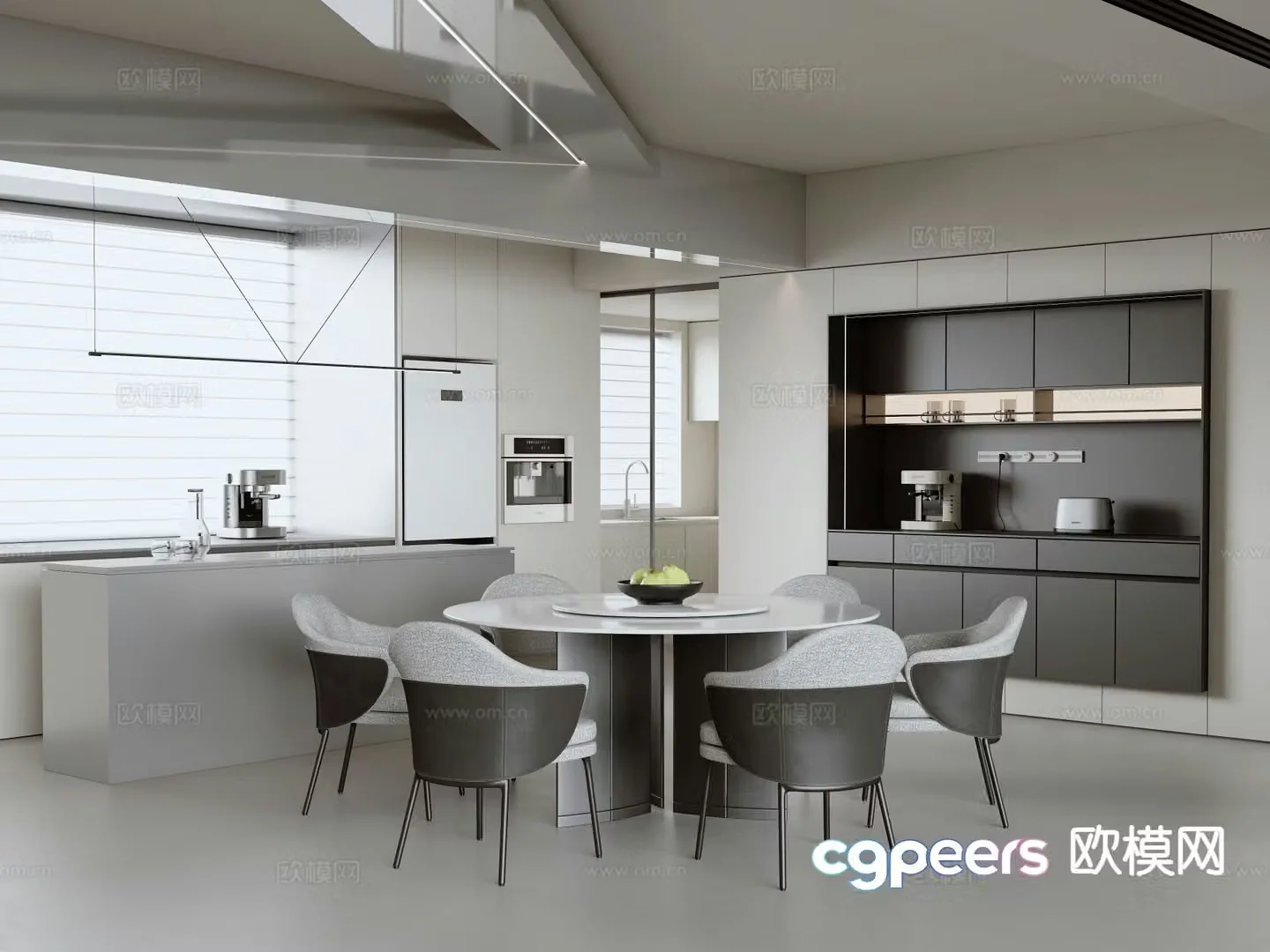 Modern minimalist restaurant 3d model
