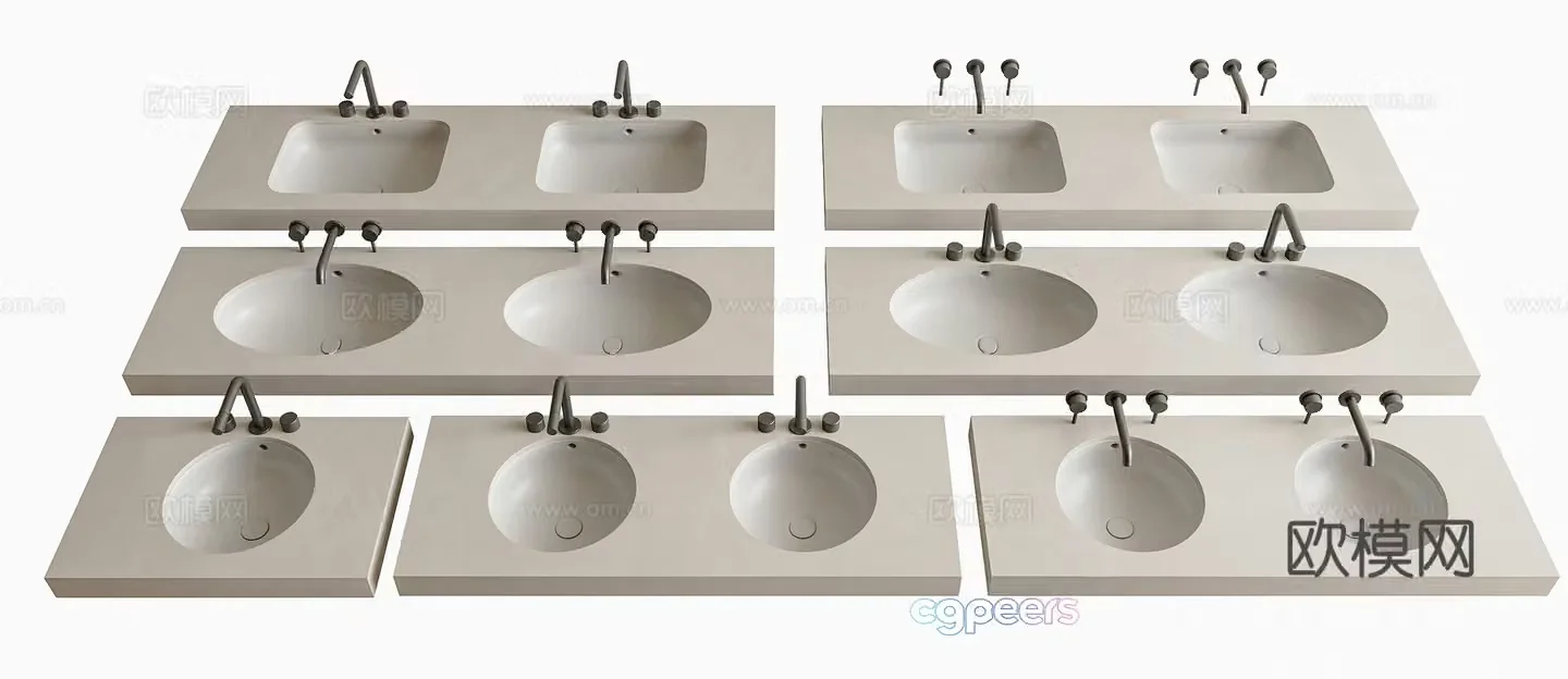Basin under-counter basin wash basin wash basin faucet double basin 3D model