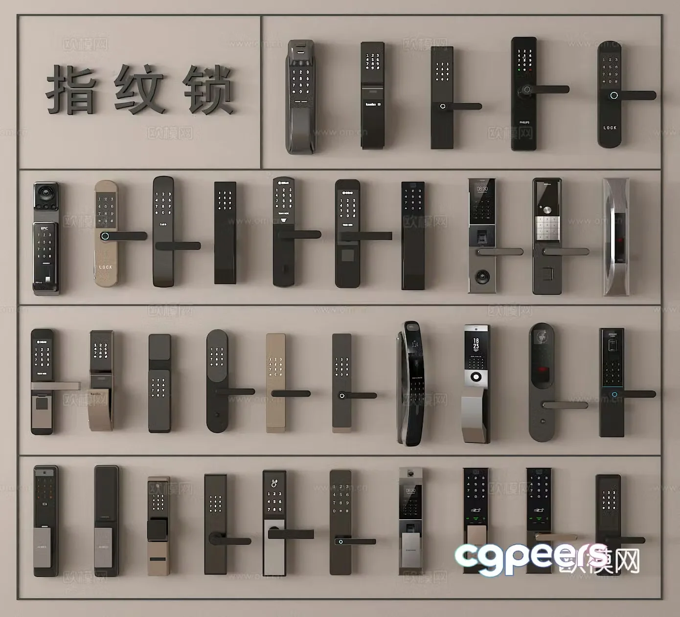 Fingerprint lock Password lock Smart lock 3D model