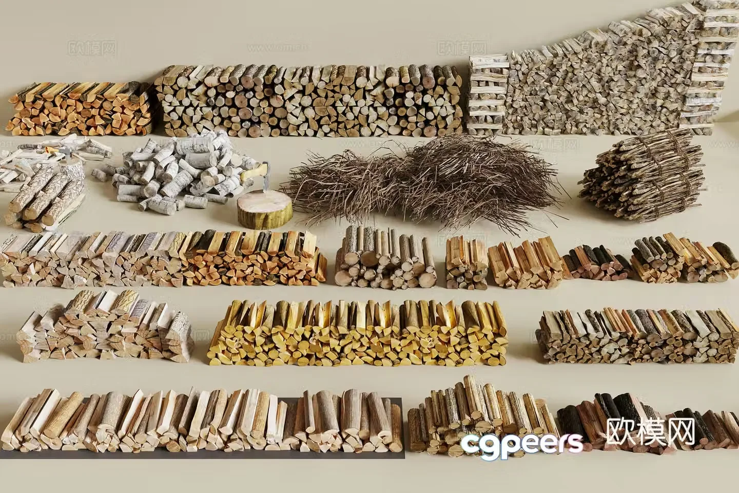 Wood stack 3d model