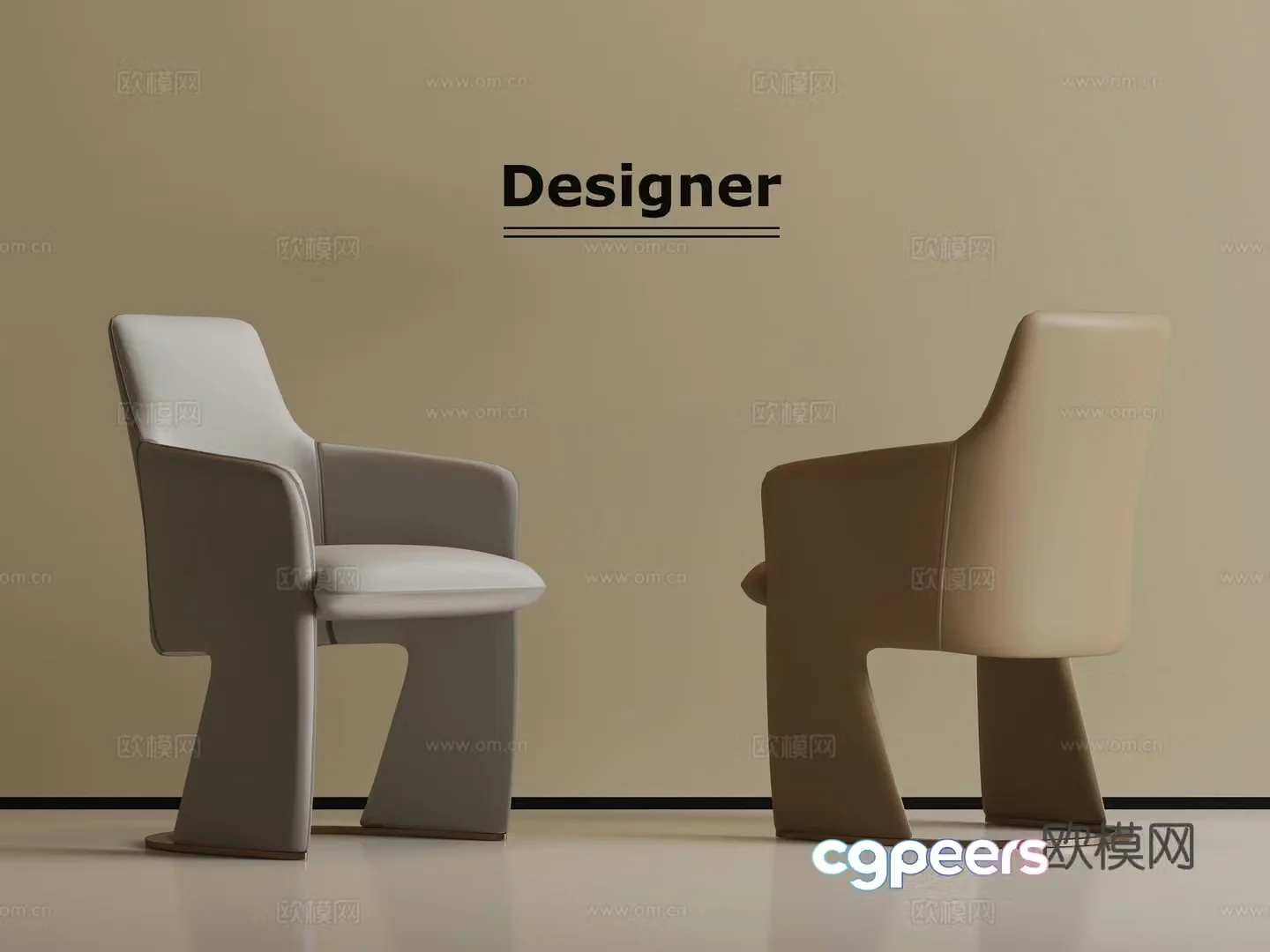 Modern light luxury single chair dining chair 3d model