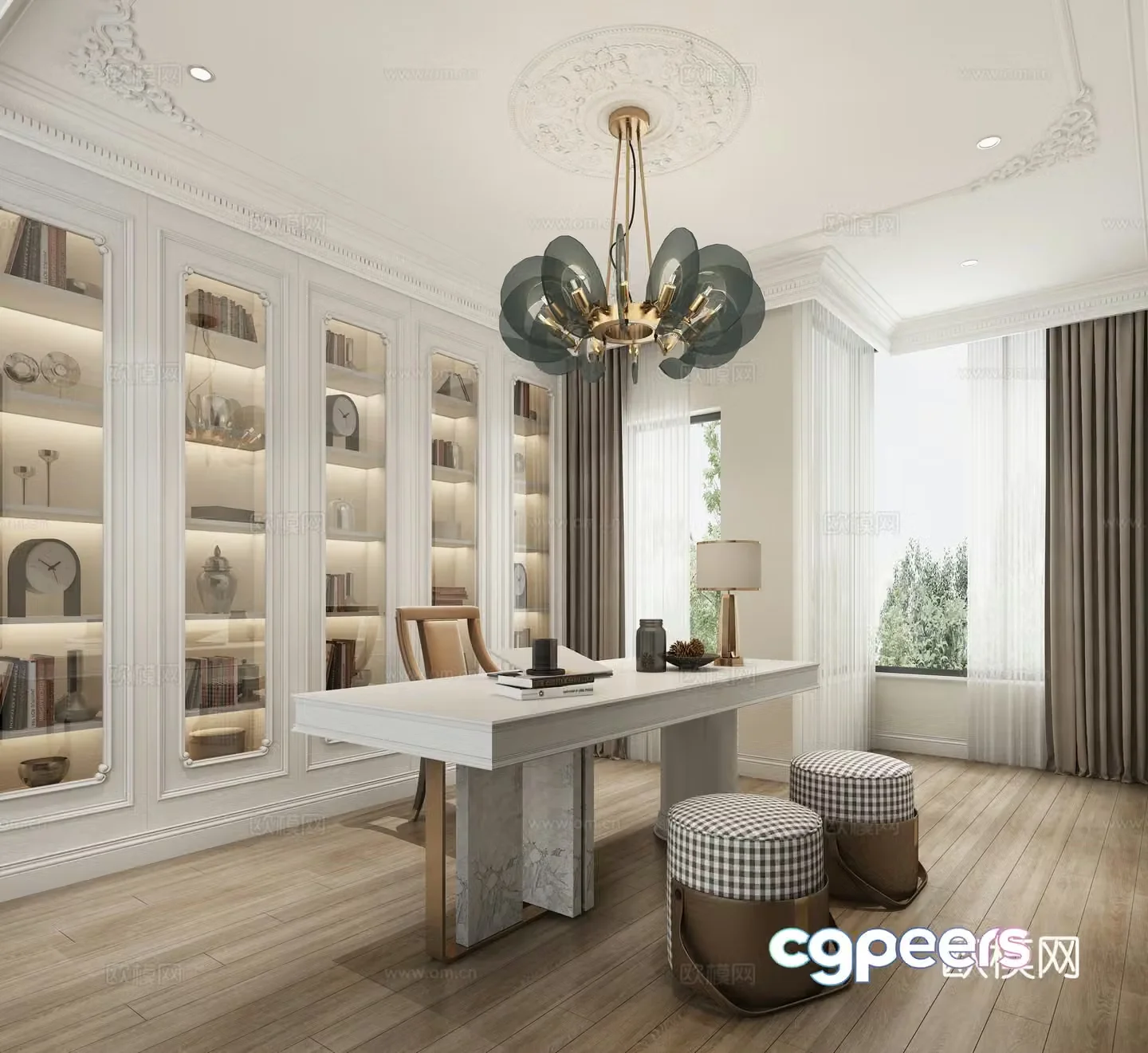 Modern American study 3D model