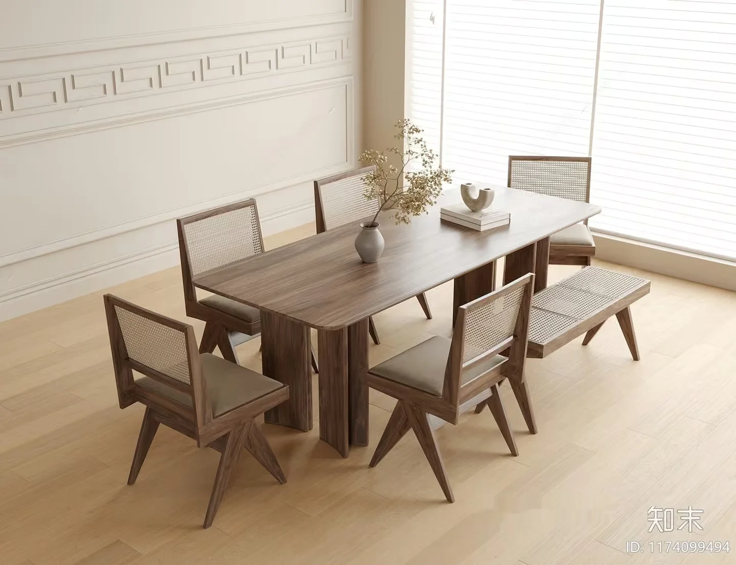 Wooden Dining Table 3D Model – 3114 – VRAY Render