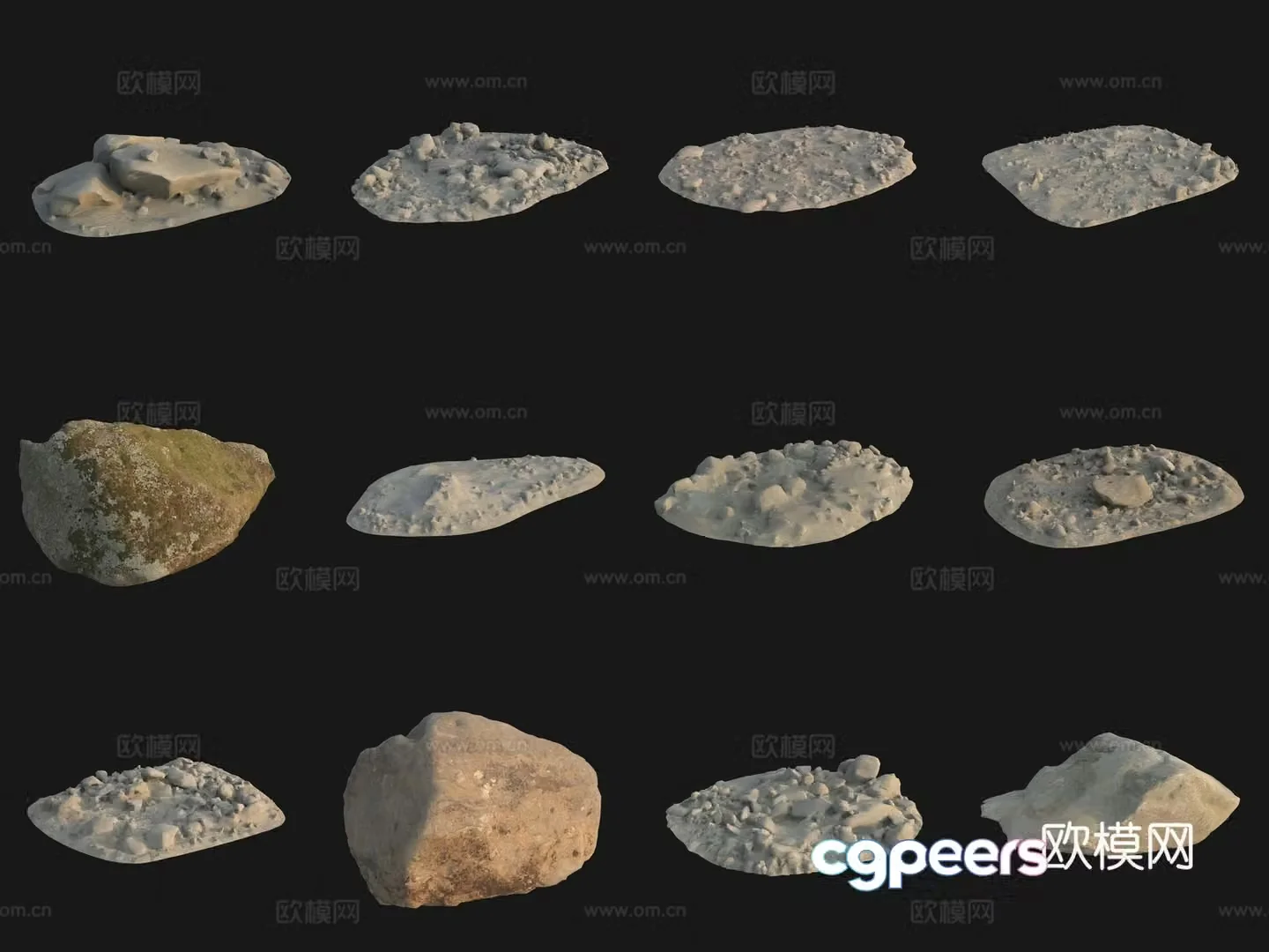 Moss Rock Large Stone Boulder Stone Stack 3D Model