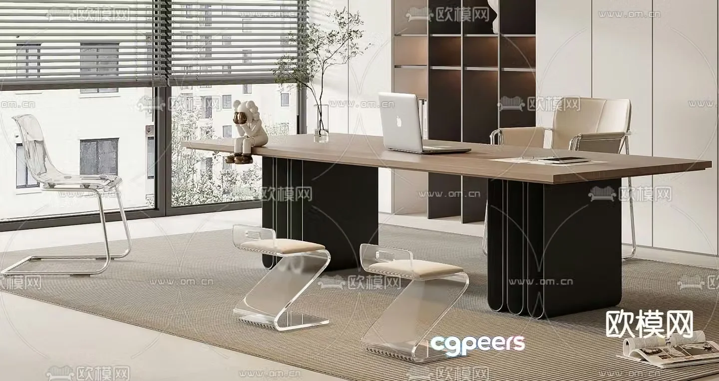Modern desk computer desk study table 3d model