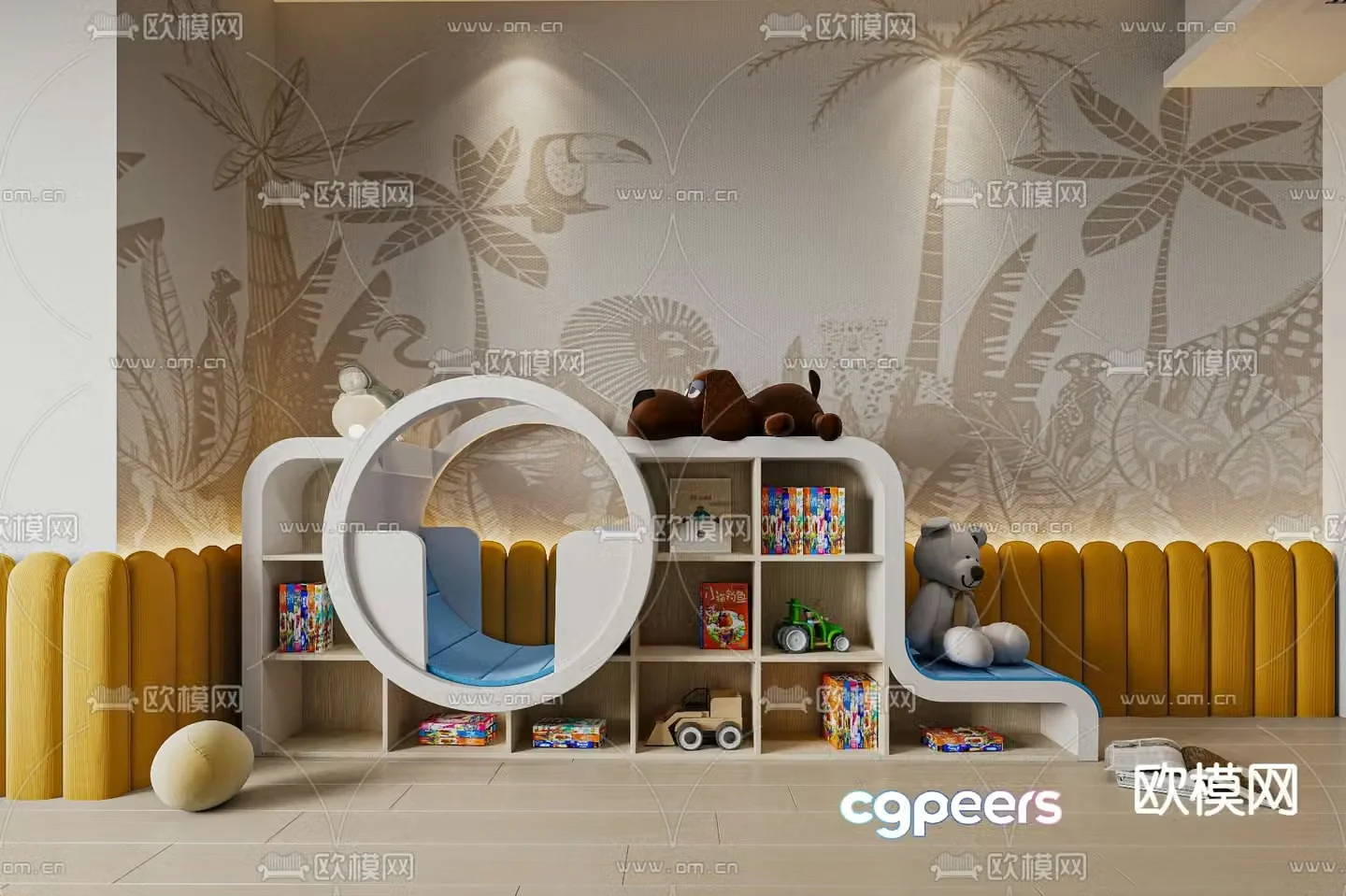 Children’s bookcase storage cabinet 3d model