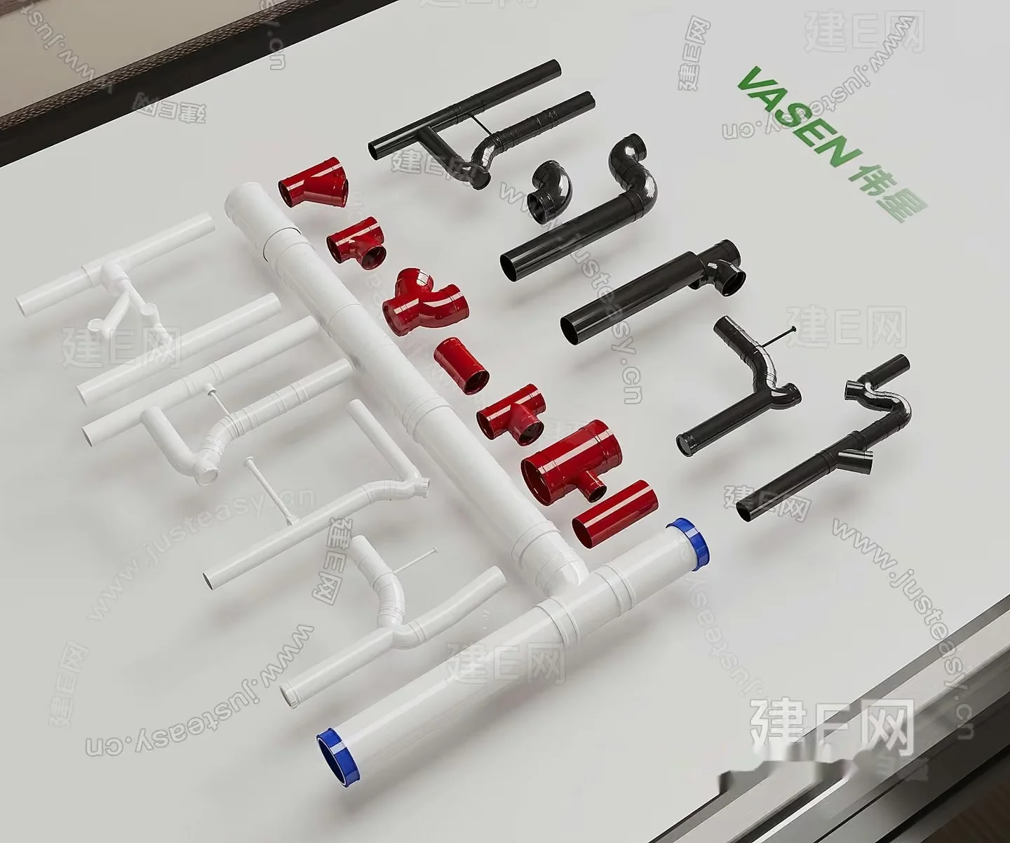 Plastic Pipe Fittings 3D Model – 19543 – VRAY Render