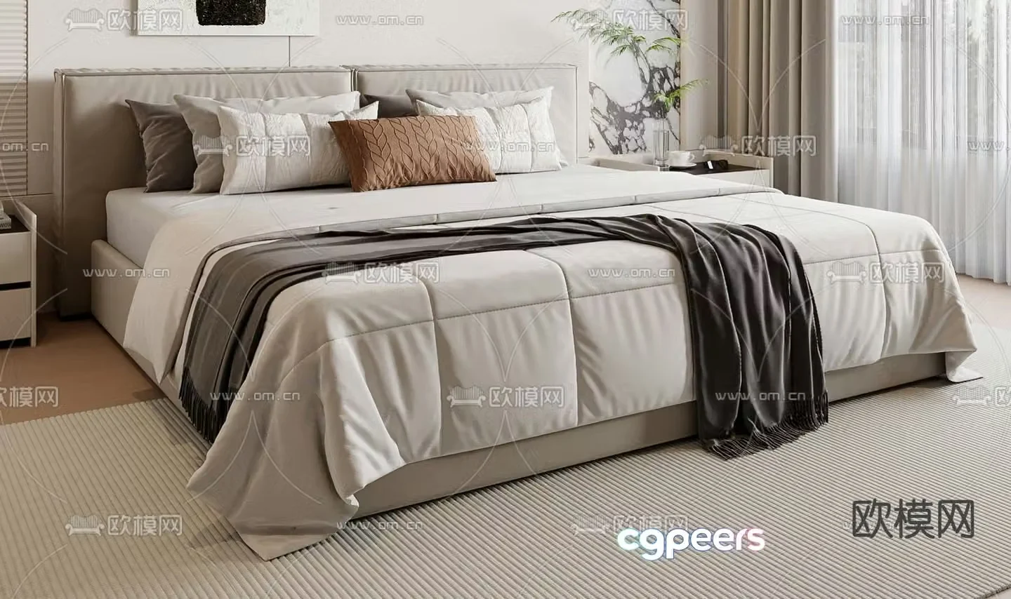 Modern double bed 3d model