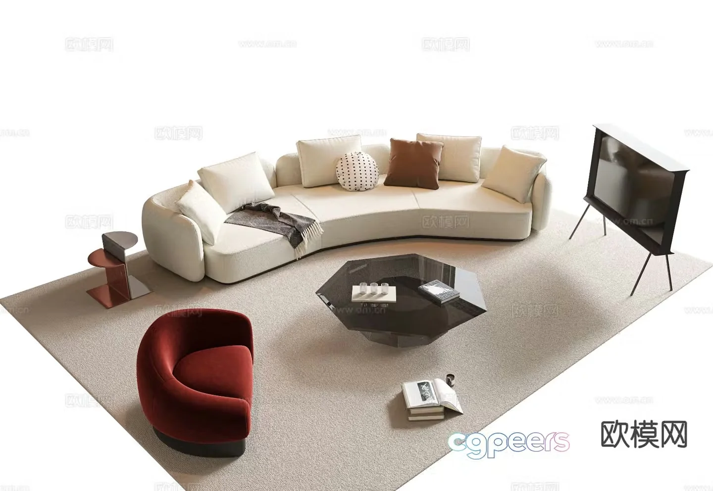 Cream style modular sofa 3d model