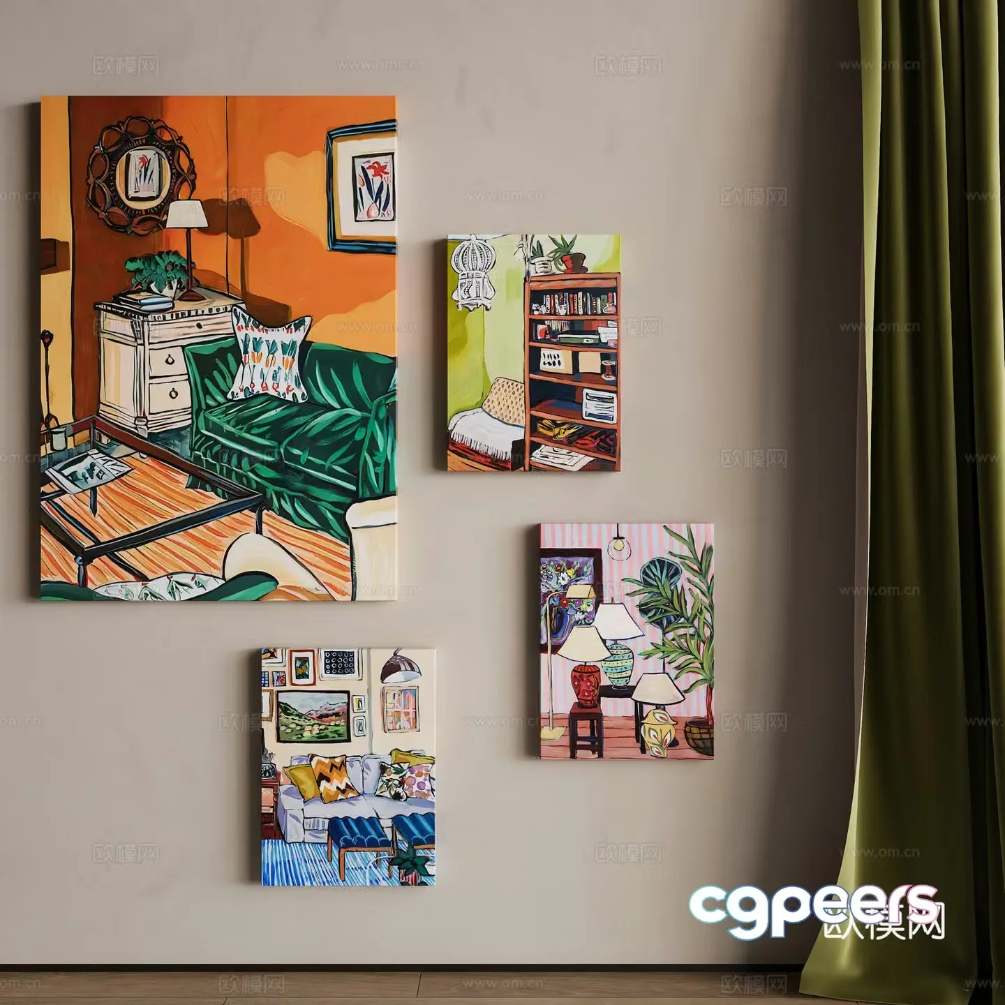 French oil painting decorative painting 3d model