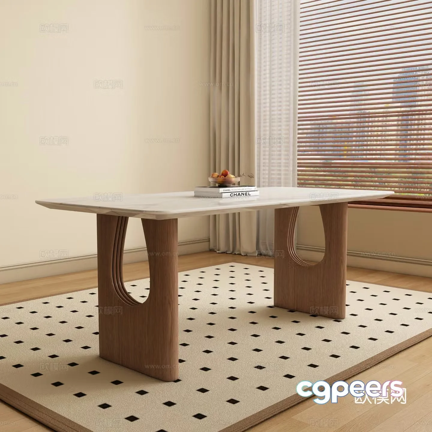 Long dining table 3d model