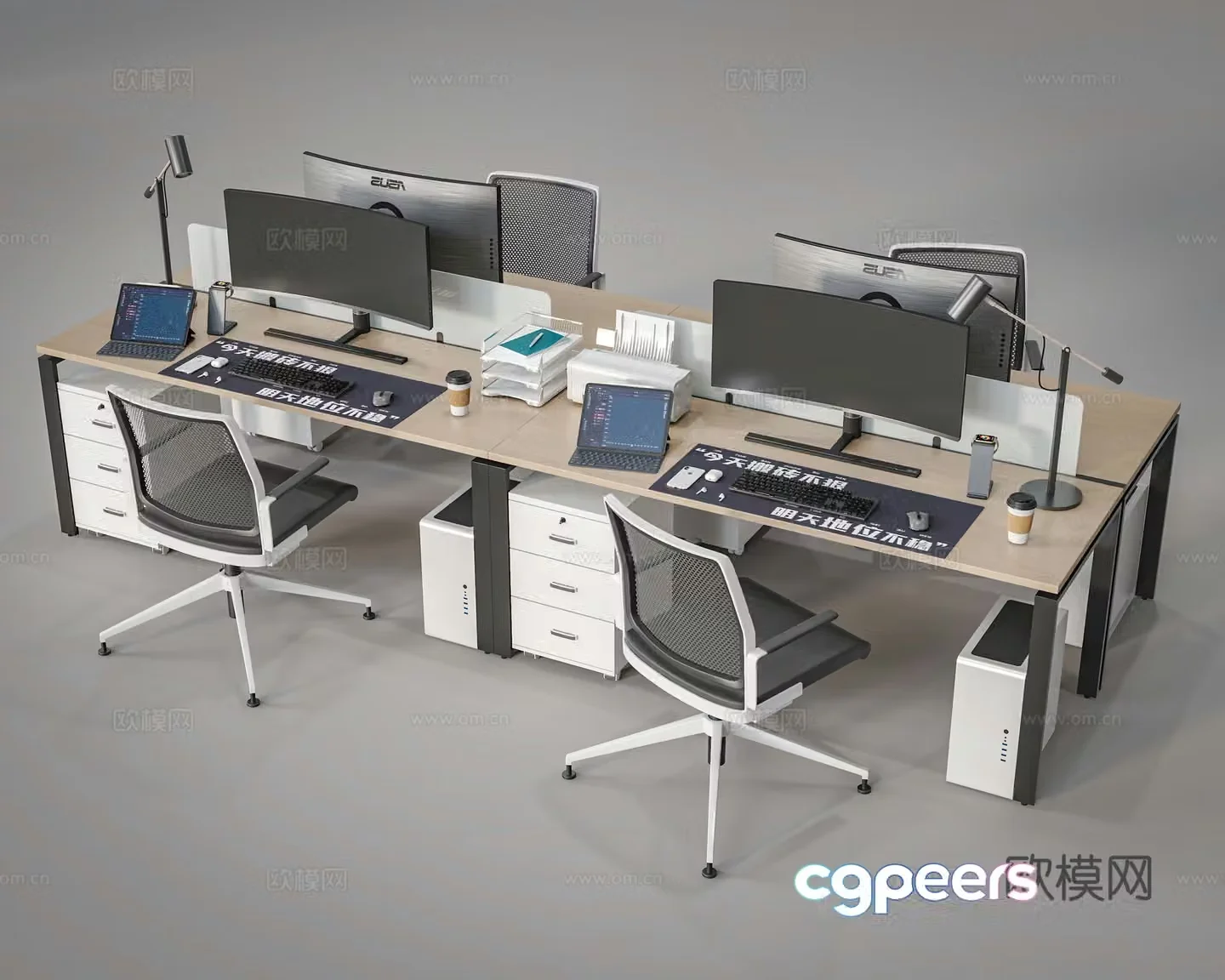 Office desk and chair Staff position Computer desk and chair Public office area 3D model