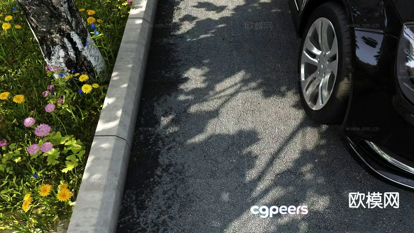 Modern roadside close-up street close-up 3d model