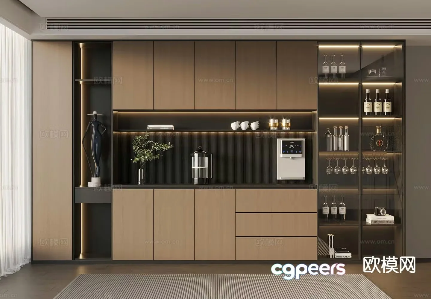 Italian wine cabinet sideboard 3d model