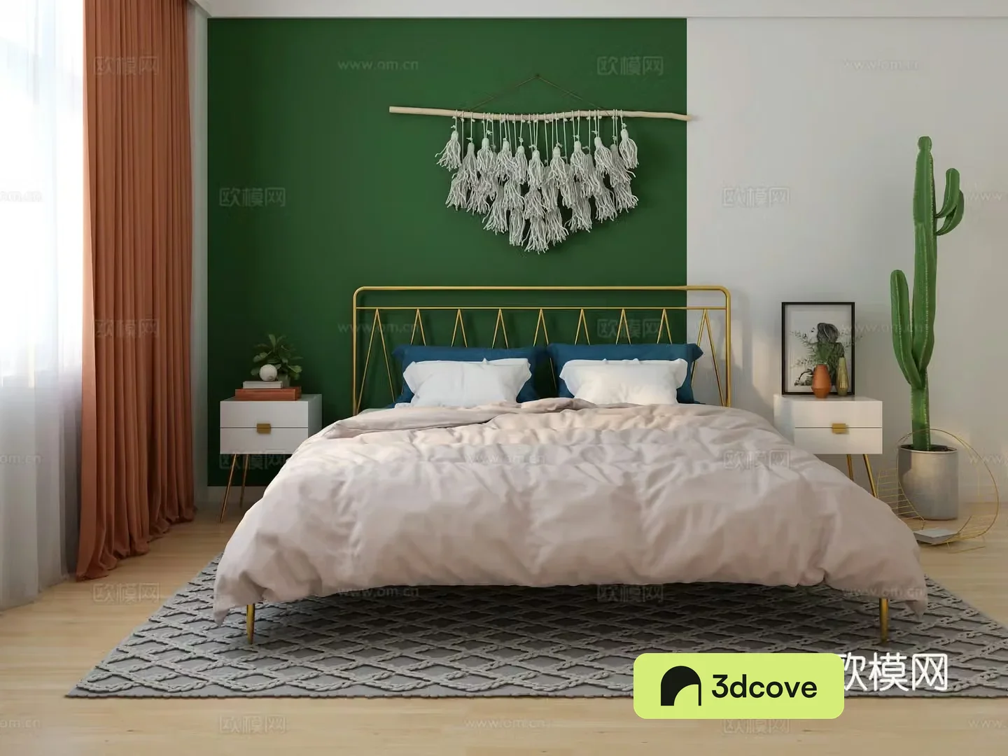 Modern bedroom Double bed nightstand modern furniture combination shelf