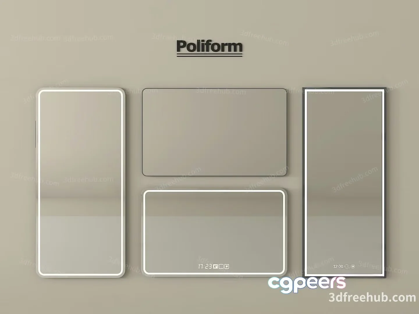 Poliform Mirrors 3D Model – 20522 – VRAY Render