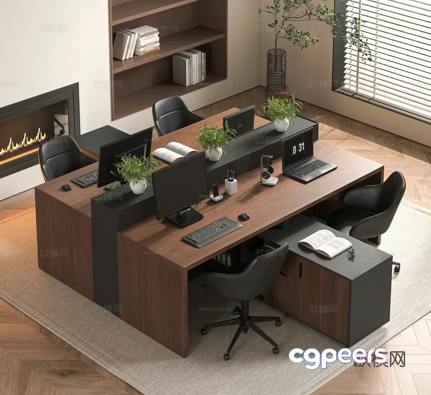 Modern office desk and chair combination 3D model