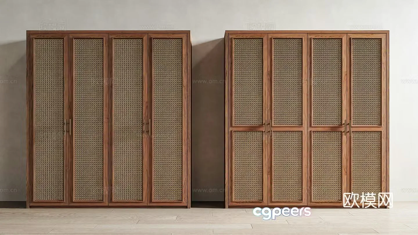 Wasabi wind wardrobe rattan wardrobe Wasabi wind wardrobe finished wardrobe medieval wind wardrobe 3D model