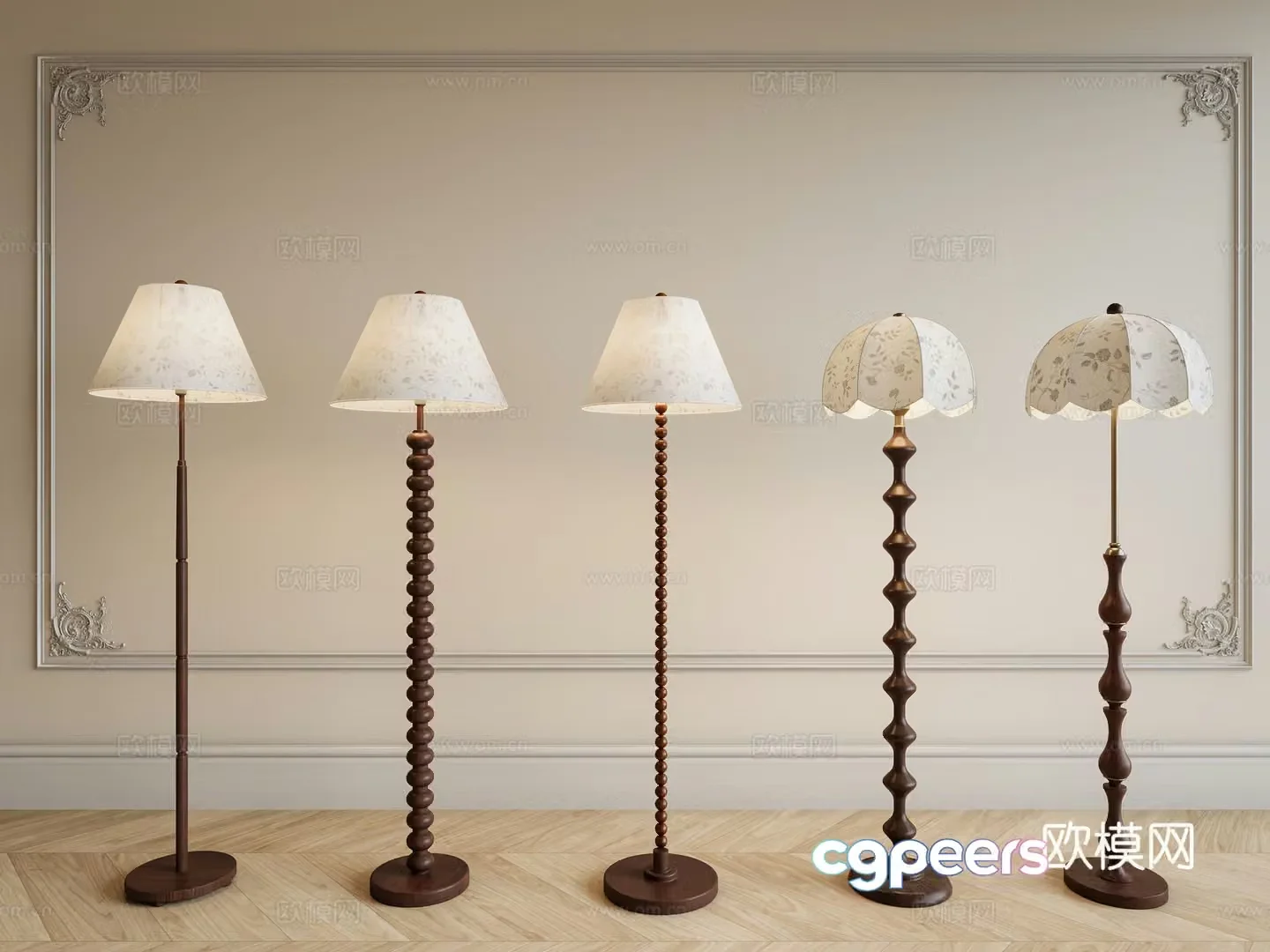 French retro floor lamp 3d model
