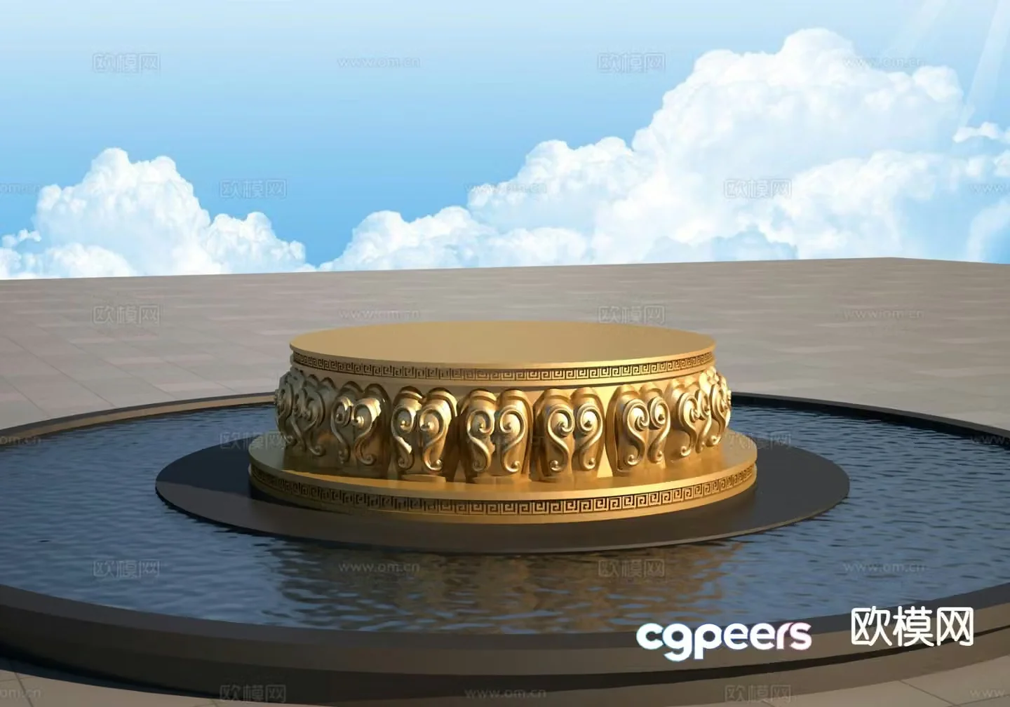 Lotus platform sculpture 3d model