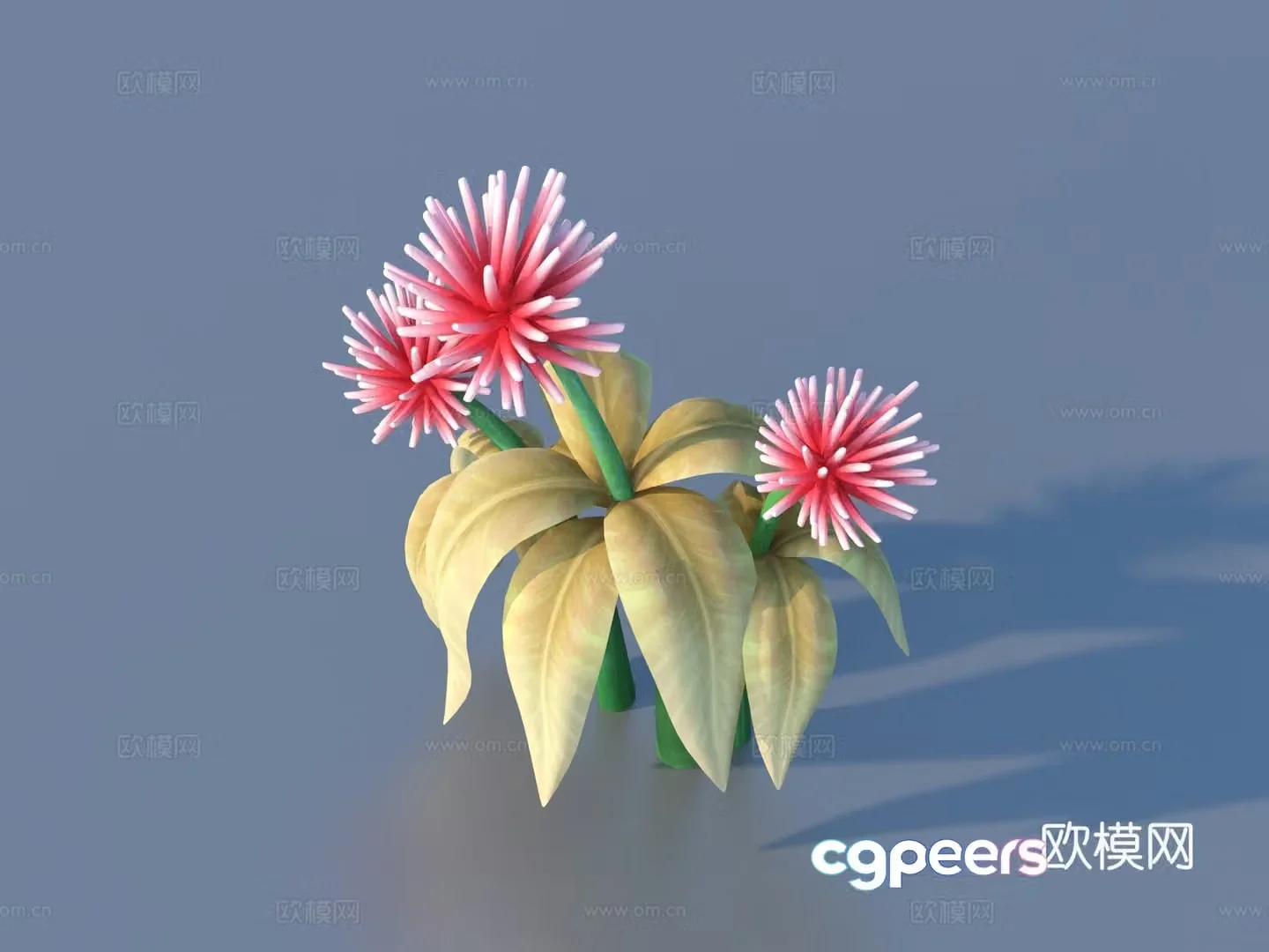 Cartoon Plants Shrub Flowers and Plants 3d Model