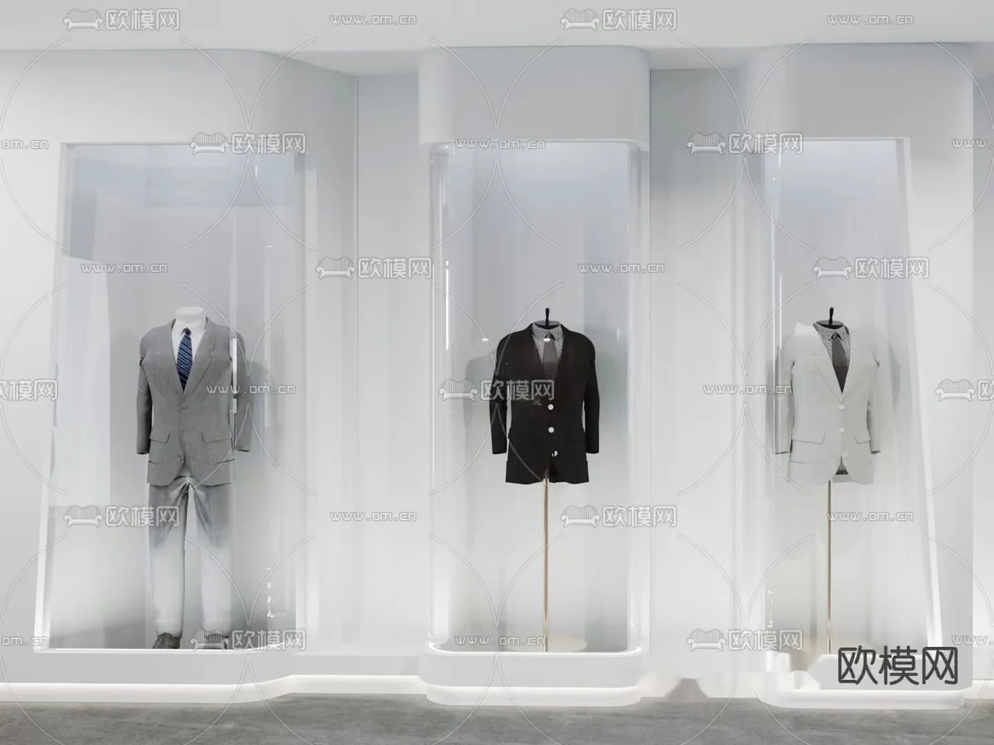 A Store Display Of Three Suits 3D Model – 10859 – VRAY Render