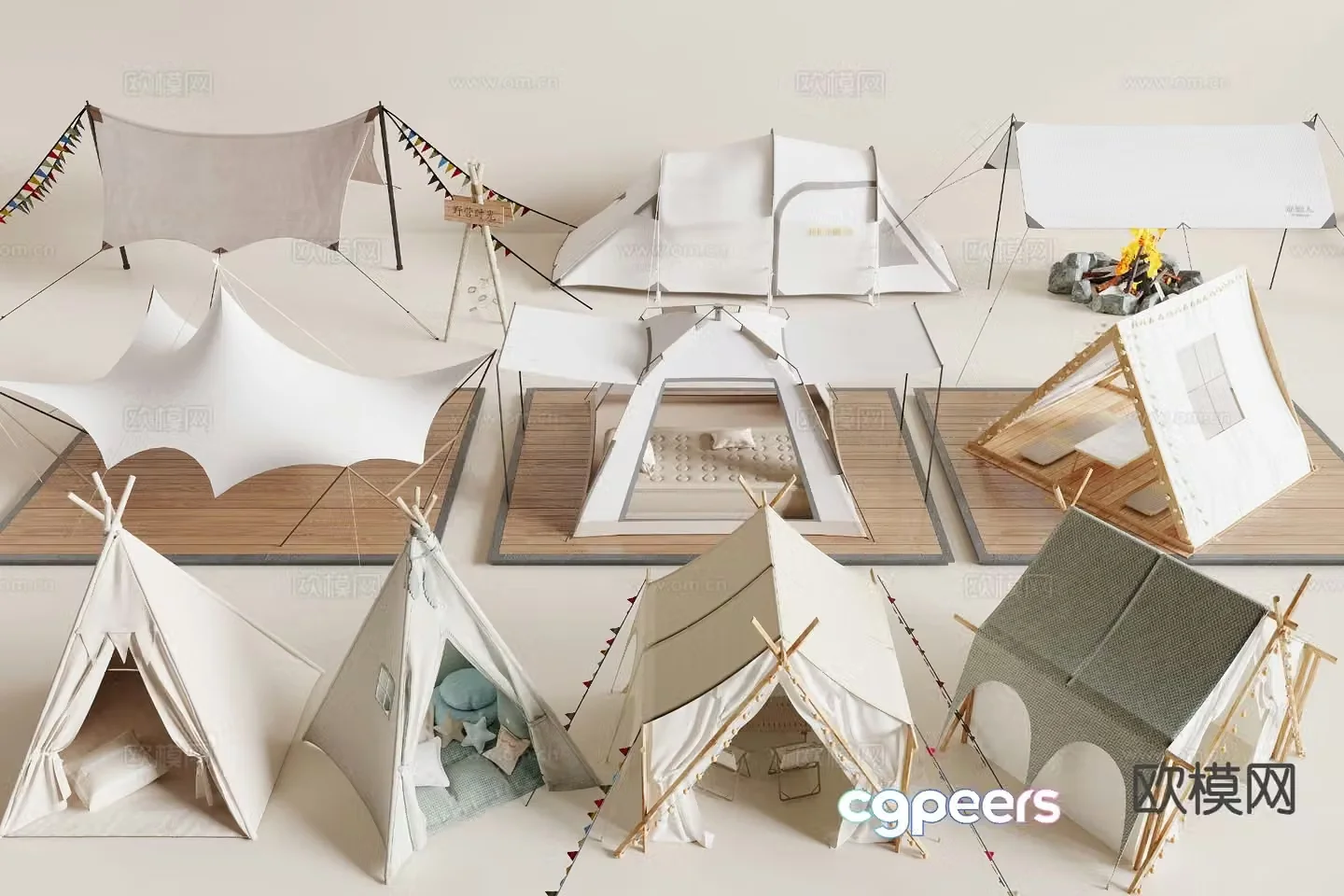 Modern tent canopy 3d model