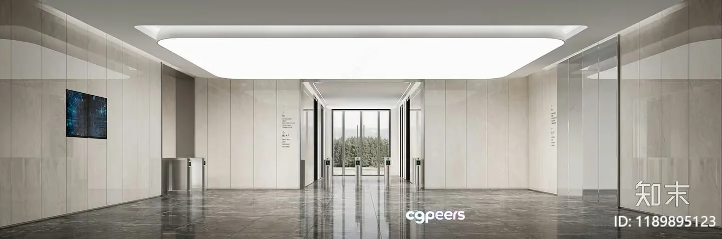 Modern Office Hallway 3D Model – 17535 – CORONA Render
