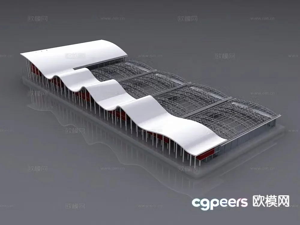 Cultural exhibition center building 3d model