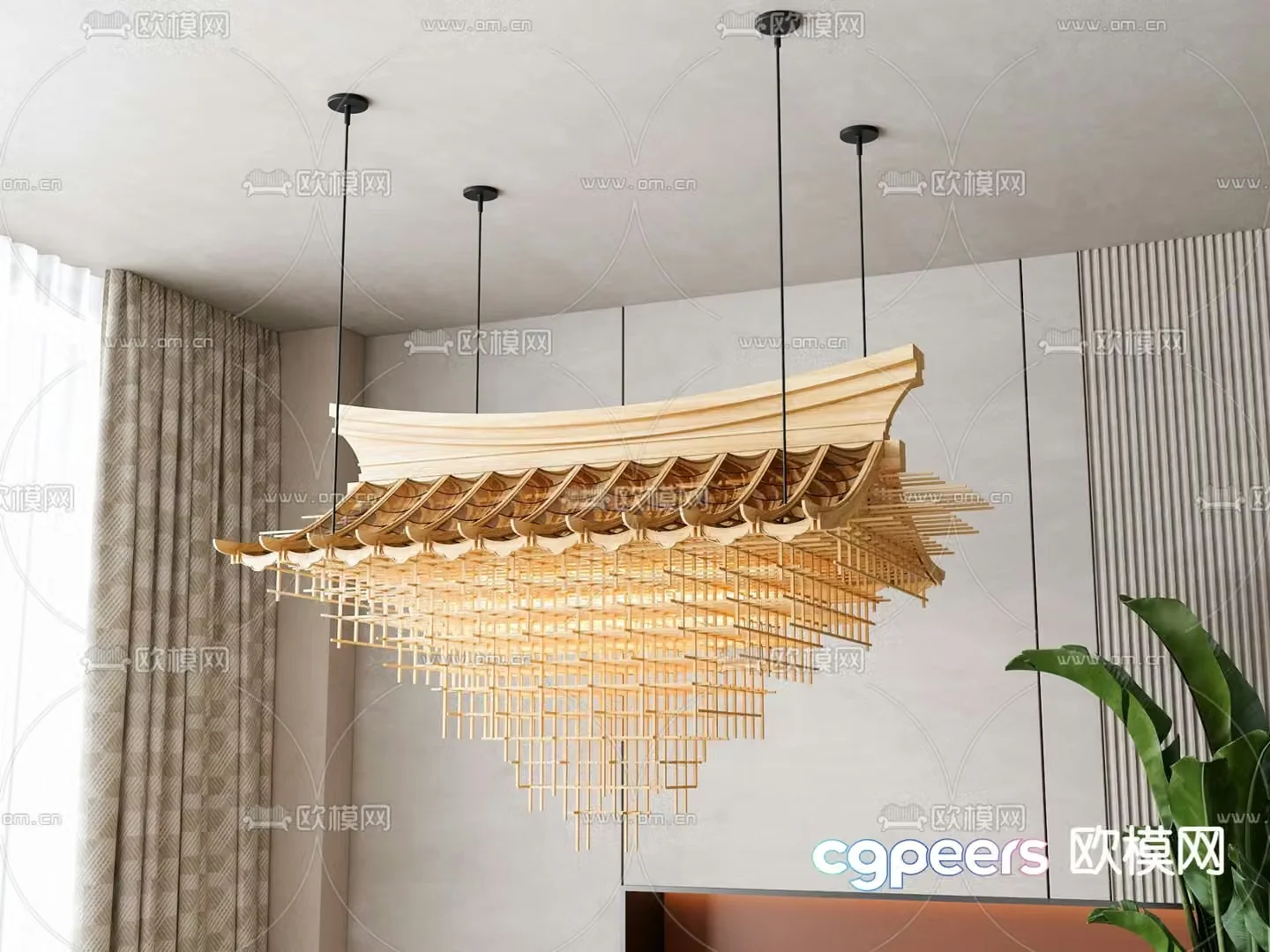 New Chinese Chandelier Tower Chandelier 3D Model