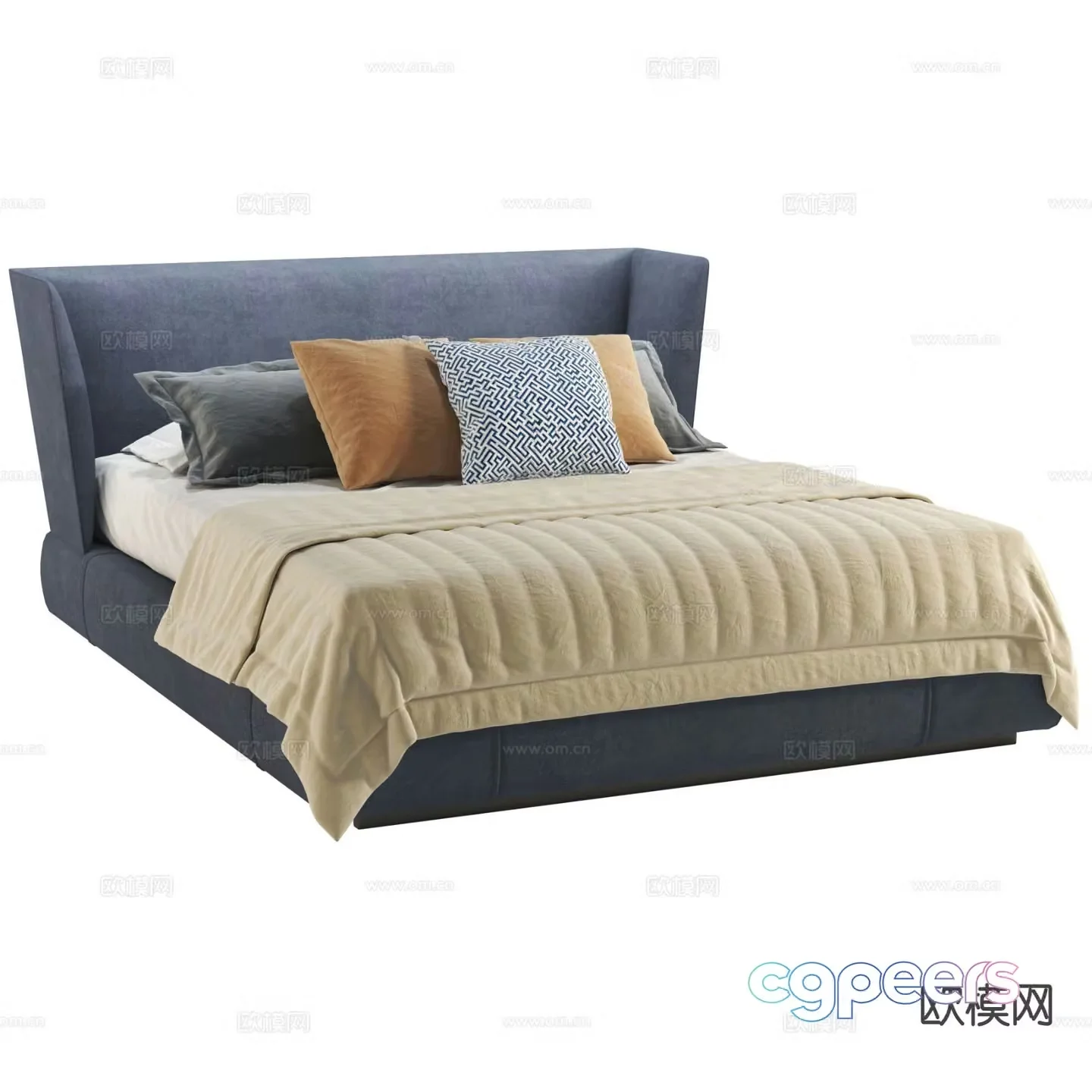 Italian double bed 3d model
