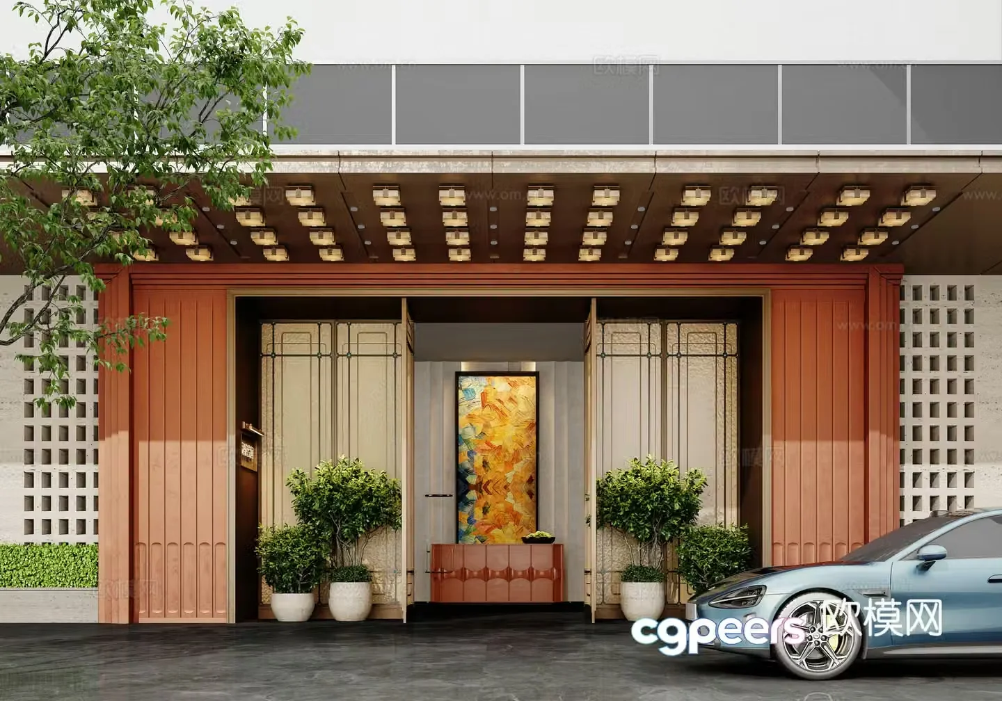 Modern hotel lobby 3D model