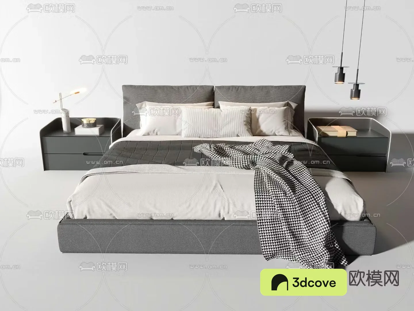 Premium gray double bed