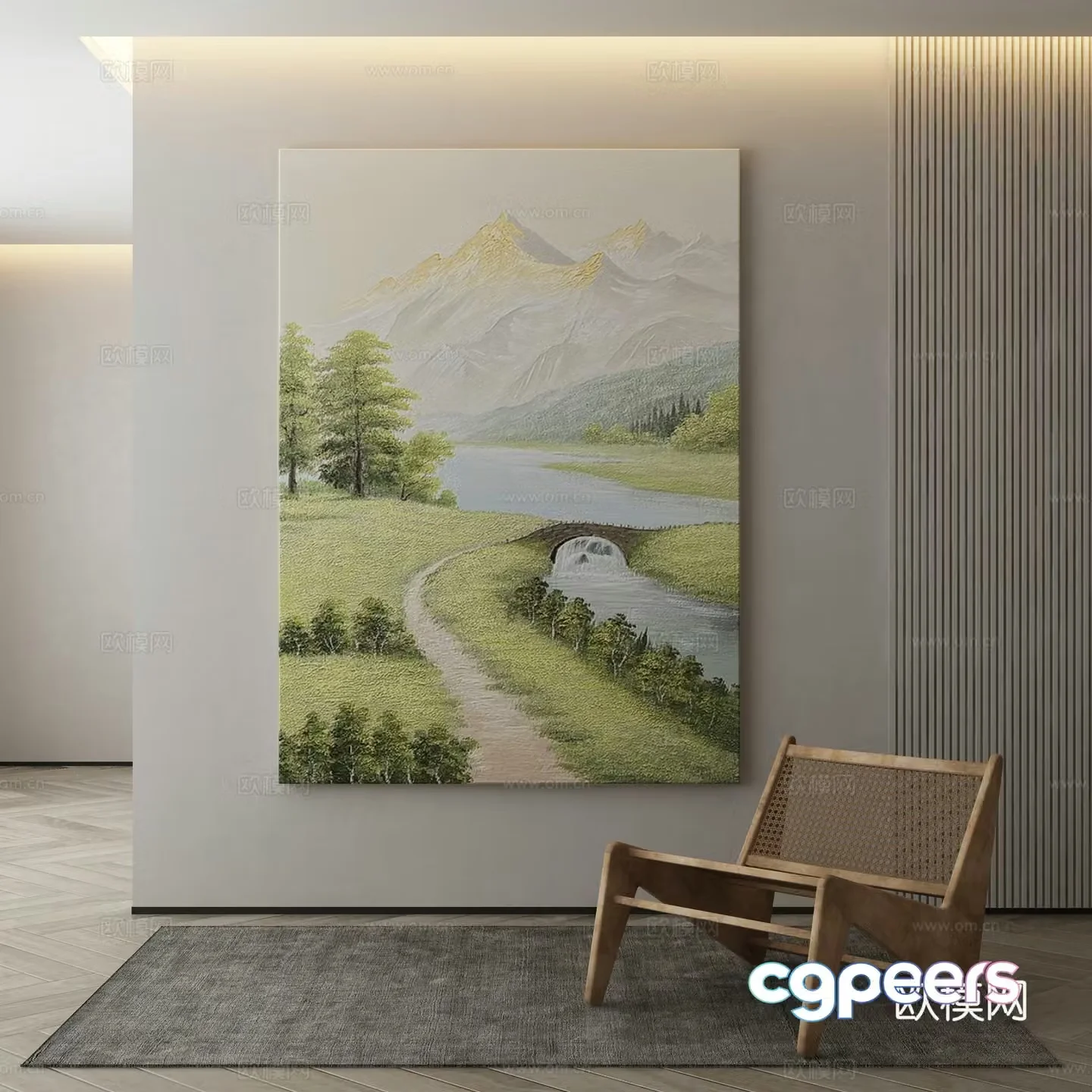 Modern landscape painting decorative painting 3d model