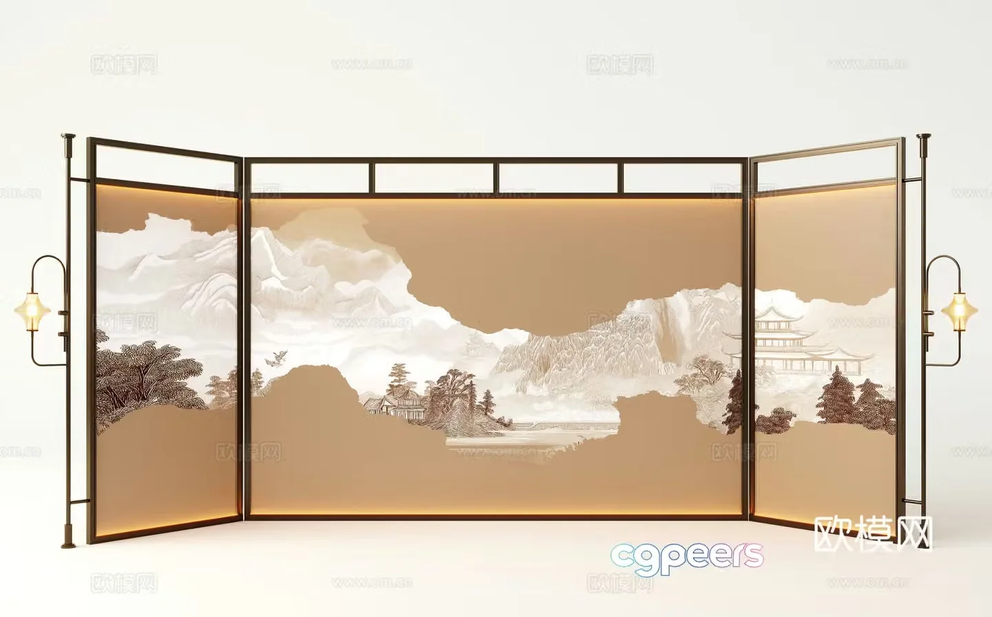 Modern screen partition Italian screen metal screen 3d model