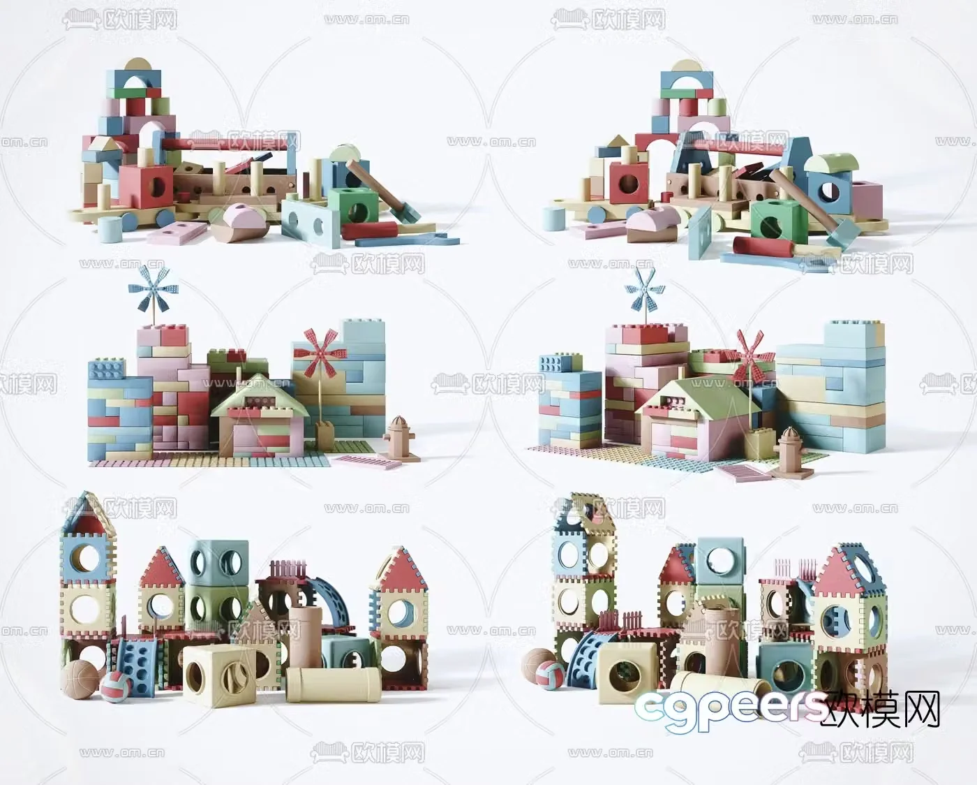 Modern children’s building block toys 3d model